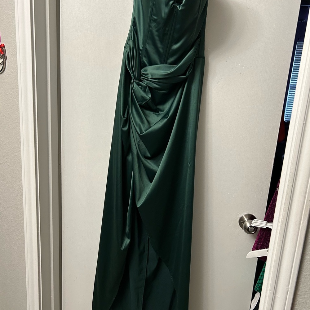 Fashion Nova Strapless Dark Green Dress